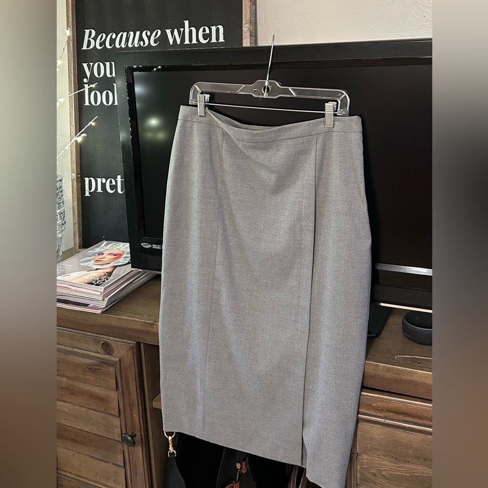 Banana Republic Fitted Sexy Gray Pencil Skirt Midi Size 12 Fully Lined
